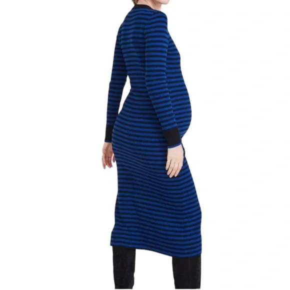 Hatch Maternity Striped Merino Wool Midi Dress - Picture 4 of 6